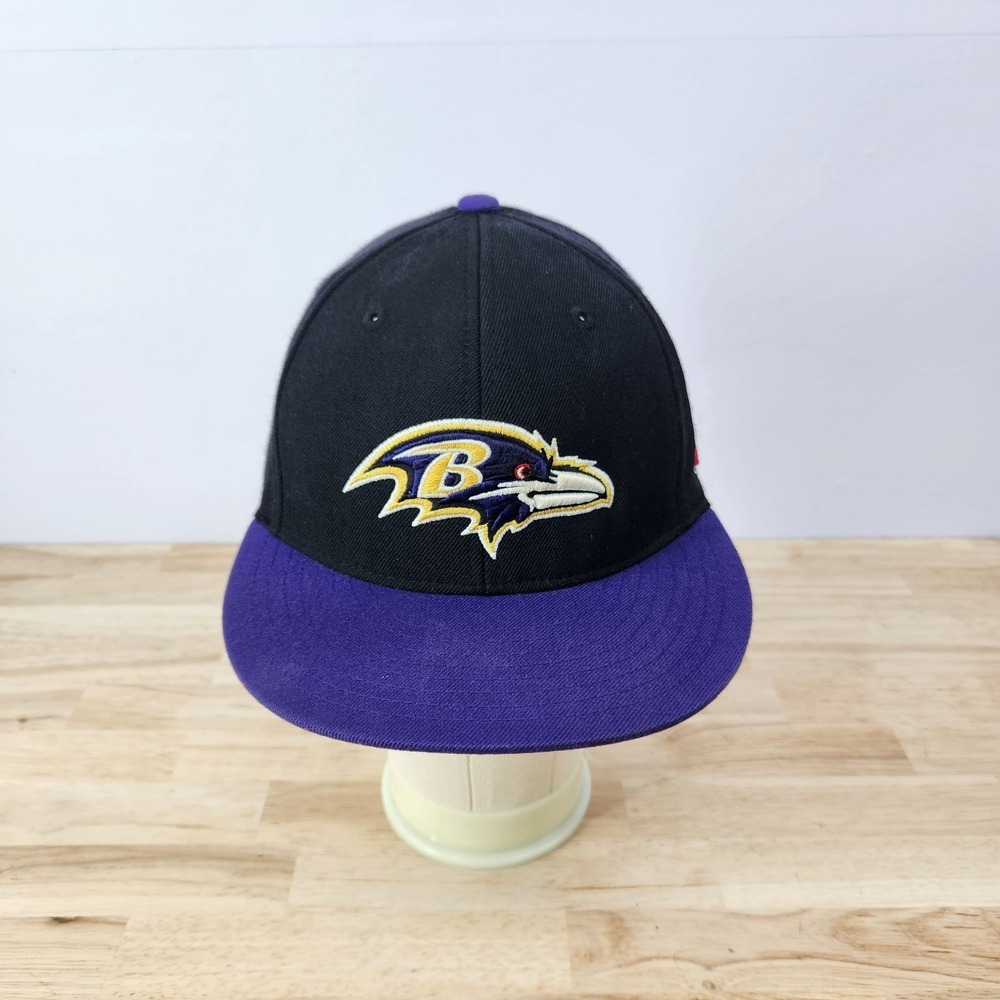 Baltimore Ravens Mitchell And Ness Fitted Cap Hat Size 7 1/4 NFL Black Purple